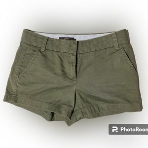 J. Crew Chino shorts, army green, never worn or washed size 2 MSRP 79.95